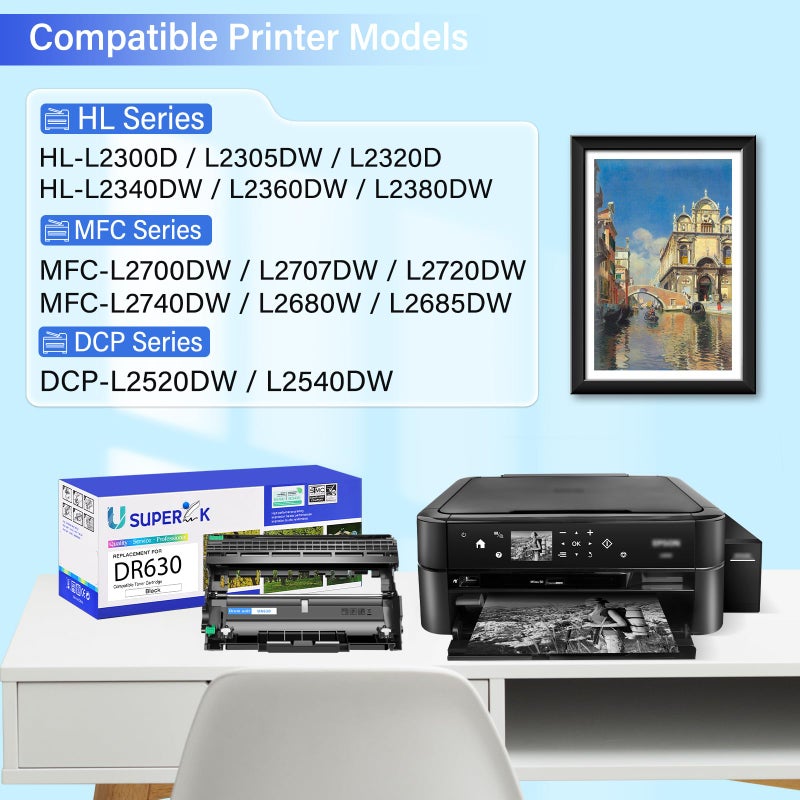 SuperInk 1 Pack Compatible DR630 Drum Unit Replacement for Brother DR630 DR-630 to Use with HL-L2300D HL-L2320D HL-L2340DW HL-L2360DW HL-L2380DW DCP-L2540DW MFC-L2700DW Printer (No Toner) - Image 3
